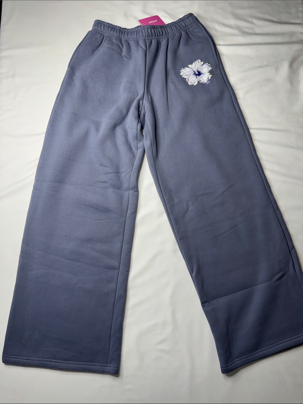 Edikted Blue Hibiscus Wide Leg Sweatpants NWT Size Small Y2K Lounge
